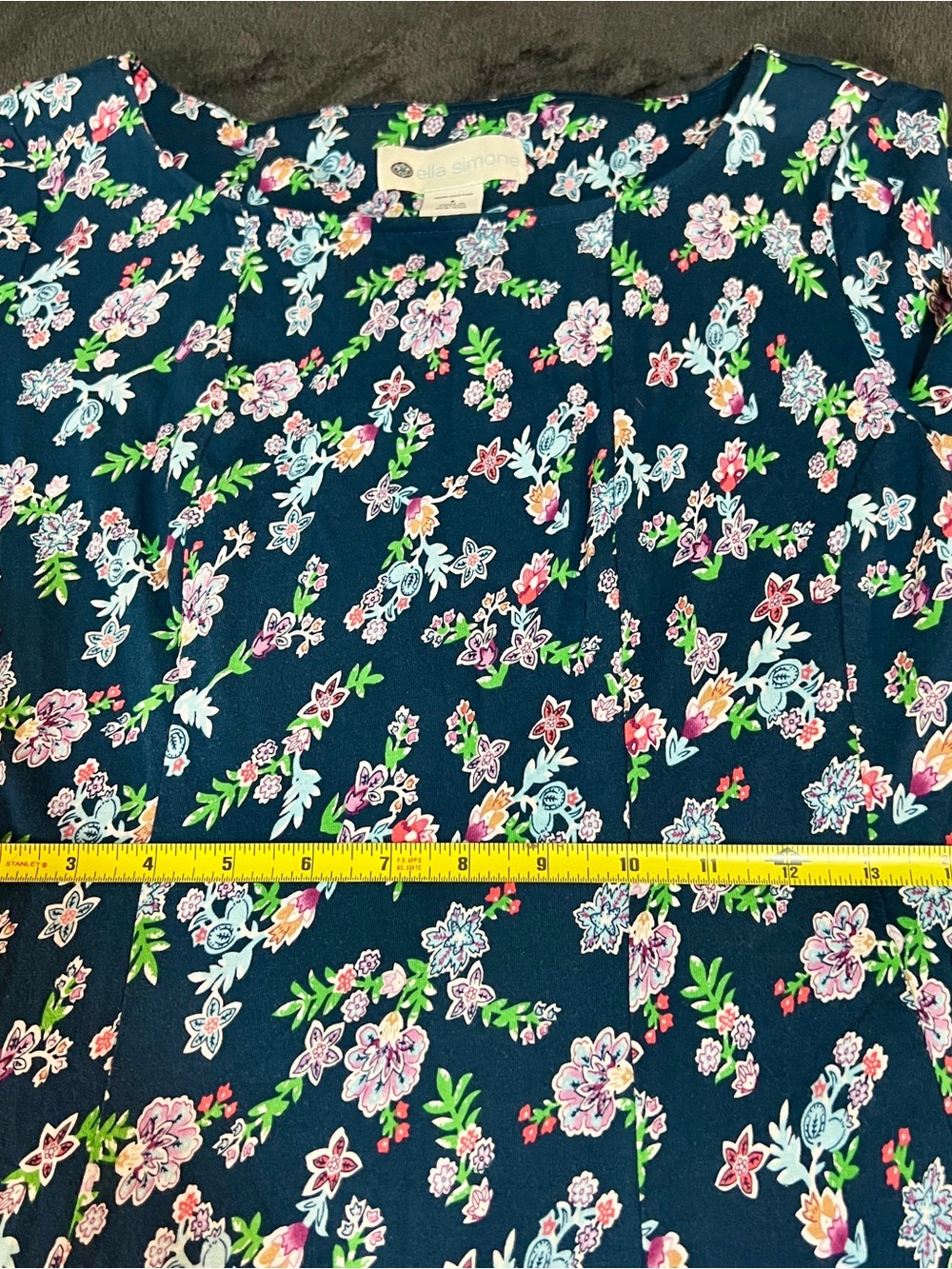 Ella Simone Wms Blue Floral Cotton S/S Pleated Skater Cottagecore Mini Dress S - Picture 11 of 14